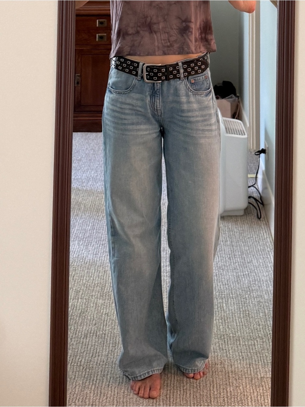 Aeropostale cotton denim wide leg mid rise jeans